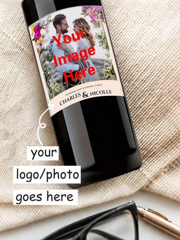 500 piezas/1000 piezas Etiquetas personalizadas para botellas de vino - Logotipos personalizados o imágenes de diseño, para promoción de productos, etiquetas para regalo, embalaje, etiquetas decorativas, etiquetas rectangulares