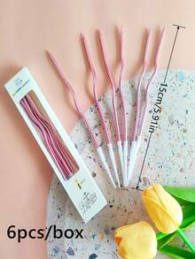 12 件玫瑰金弧形彩色生日蜡烛、蛋糕装饰、烘焙用品 - 玫瑰紅 - 查看 3