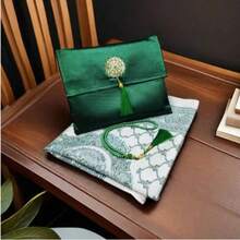 3 PiecesPrayer Set With Silk Pouch, Rosary Beads & 70*110cm Carpet Mat, Gift Set For Festivals, Portable - Multicolor - View 16