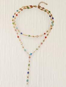 1 件多层金属项链，波西米亚风格彩色水晶串珠长项链，简约吊坠项链适合女性，日常佩戴和赠送朋友，批发 - 多層2 - 查看 17