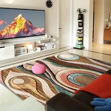 [1pc] Modern Minimalist Abstract Area Rug, High-Low Texture Bohemian Design, Lightweight, Non-Slip, Washable, Suitable For Bedroom, Living Room, Hallway, Entryway, Home Decor. Material: Crystal Velvet, 850g/㎡ Density, Dotted Backing, 5mm Thickness Entryway Decor Bathroom Kitchen Decor - Multicolor - View 26