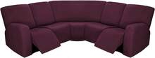 7-Pieces Sectional Sofa Covers, Extra Large Sectional Recliner Couch Covers For Reclining L Shape Couches Sofas, Stretch Washable Fleece Sofa Slipcovers With Pockets, 5 Seat, Wine - 彩色 - 查看 1