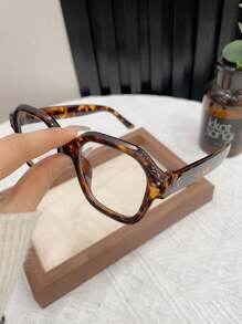 1 Stück Damen einfache polygonale Rahmenbrille mit Klarglas, geeignet für den täglichen Gebrauch, Brillenaccesoires für Damen