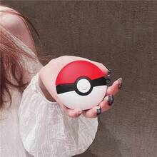 A Red, White And Black Color - Matched Spherical Protective Case Is Suitable For AirPods 1/2 Wireless Earphones. It Is A Cute, Cartoon - Style, Three - Dimensional, Drop - Resistant Soft Silicone Protective Case For Wireless Earphones. - ball - 查看 3