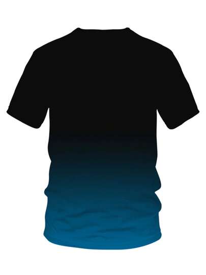 2pcs/Set Men's Ombre T-Shirt And Shorts, "PARIS" Printed Round Neck Short Sleeve Tee Paired With Drawstring Pocket Shorts, Casual Stylish Outfit, Suitable For Summer Outdoor Wear, 100% Polyester