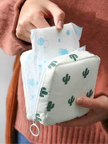 1个卡通卫生巾收纳袋，旅行卫生巾收纳袋，多功能便携收纳袋，大容量卫生巾学生收纳袋，女士卫生棉条收纳袋 - 彩色 - 查看 3