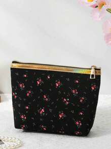Fashion Floral Makeup Bag; Large Capacity Outdoor Leisure Travel Storage Bag; Portable Wash Bag Handbag; Fashion Portable Makeup Bag Travel Essentials For Vacation Summer Holiday Back To School School Stuff Bag For School Travel Bag For Women Makeup Bag For Travel
