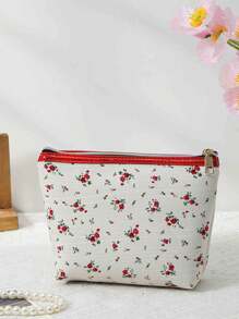 Fashion Floral Makeup Bag; Large Capacity Outdoor Leisure Travel Storage Bag; Portable Wash Bag Handbag; Fashion Portable Makeup Bag Travel Essentials For Vacation Summer Holiday Back To School School Stuff Bag For School Travel Bag For Women Makeup Bag For Travel