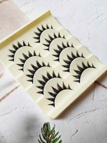 5 Pairs/Box Deluxe Dramatic Lengthening & Volumizing False Eyelashes Women, Suitable Cosplay, Party, Halloween, - màu đen - Xem 4