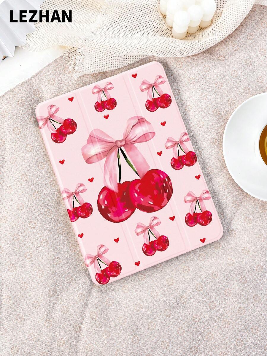 Cherry 1 件樱桃，爱心图案平板电脑保护壳，兼容 iPad 10.2 英寸、iPad Pro 11 2021/2020/10 代、iPad Mini 4/5/6、Galaxy Tab A8 10.5 英寸 2022、Matepad 10.4/Tab，带铅笔槽，防摔，平板电脑支架保护套