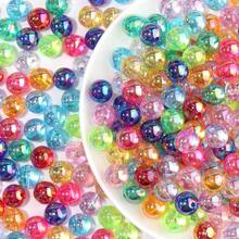 1 Pc 6mm(1200pcs) 8mm(480pcs) Transparent AB Acrylic Round Beads, 24 Random Colors Assorted Plastic Bubble Gum Beads With Hole Loose Spacer Beads Bulk For Bracelets Necklace Jewelry Making DIY Crafts