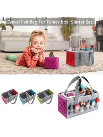 Opbergtas (1/2 stuks), draagtas compatibel met Toniebox starter en Tonie's beeldjes, handtas voor buiten voor Tonie's audiospeler en poppen, grote ruimte voor audio-accessoires