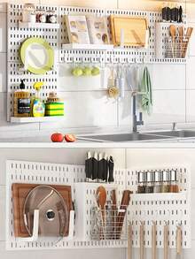 مجموعة كاملة من حوائط مثقبة على شكل طبق، حوائط مثقبة على شكل طبق، رف تخزين لعرض الملحقات البلاستيكية بدون ثقب، حائط مدخل "اصنعها بنفسك"، خطافات، سلال، خطافات فاصلة، حائط عرض للتخزين، رف عرض متعدد الوظائف، رف عرض مدخل بلاستيكي ABS، شبكة رمادية على شكل قرص العسل، مع فتحات براغي مخفية، شاشة مفاتيح/توسعة رأسية/شاشة غرفة حاسوب/مكتب منزلي/مطبخ/استوديو/متجر عالمي، تخزين لعيد الأضحى - متعدد الألوان - مشاهدة 3