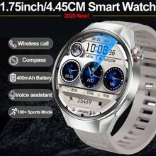 GZYR ساعة ذكية رياضية خارجية للرجال موديل 2025، بوصلة عالية الدقة، مكالمات لاسلكية، تتبع مسار الحركة بنظام GPS، شاشة AMOLED دائرية كبيرة 1.75 بوصة/1.45 سم، عداد الخطوات والمسافة والسعرات الحرارية، بطارية 400 مللي أمبير، جزيرة ديناميكية، مساعد صوتي AI، تشغيل موسيقى لاسلكي، متوافقة مع أجهزة آيفون وأندرويد