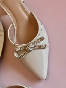 Women's Sandals, Low Block Heel, Shiny Bow, Milli, Elegant,  Party - Chantilly - Xem 8