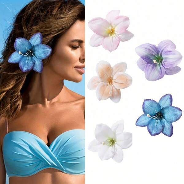 5pcs Bohemian Artificial Flower Hair Clips - Multicolor Lightweight Side Hair Accessories For Women, Beach Vacation Photo Shoots, Casual & Formal Events, Hair Stylist Gifts