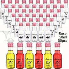 50/1pc 0.85oz/1.7oz Mini Liquor Bottles,Empty Plastic Bottles,Cheers To 16/21/30/40/50/60/70/80 Years,For Women Men Birthday Anniversary Wedding Celebration Party Favors, For Homemade Juice,Water,Smoothies, Anniversaries,Restaurant,Party