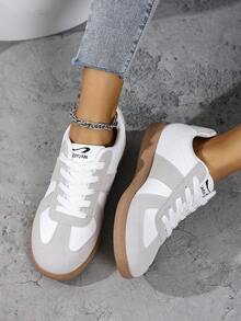 Women's White Shoes - Sneakers, Casual Shoes, Thick Sole, Fashionable Style, Non-Slip, Platform, Leather Upper, Student Shoes - Multicolor - View 3