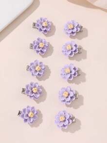 10pcs Flower Hair Clips Set, Girls Bangs Clips, Ponytail Clips, Fishbone Braid Clips, Side Clips, Suitable For Beach Holiday - Multicolor - View 8