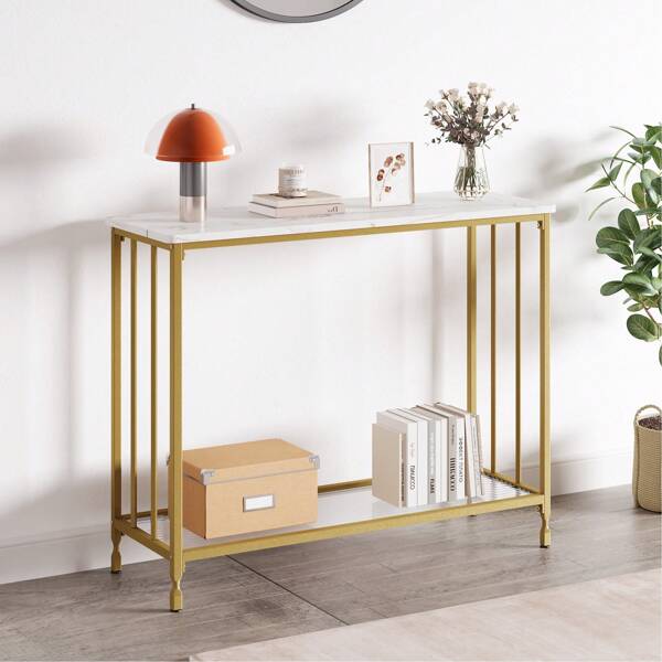 Konsolentisch Schmal mit Ablage, Beistelltisch Vintage Flurtisch Kleiner Ausstellungstisch Metall Sofatisch Industrieller Langer Eingangstisch für Eingang, Flur, 85 x 30 x 81 cm