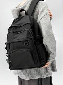 24L 学校女孩男孩背包美观轻便旅行背包大号笔记本电脑背包适合 14-15.6 英寸笔记本电脑简约可爱背包适合女孩男孩防水大学高中书包女孩背包尼龙防水适合大学旅行露营适合学生送给女孩的礼物女孩礼物多种颜色可选 - 彩色 - 查看 12