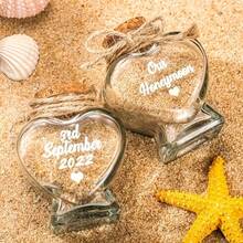 1 pieza Botella de vidrio con forma de corazón y tapón de corcho personalizada, con patrón de arena de playa - Regalo único para luna de miel, aniversario o parejas románticas, lavar a mano, decoración con tema de playa, recuerdos de boda - Multicolor - Ver 4