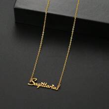 1 pieza Collar con colgante de los 12 signos del zodiaco en inglés, de acero inoxidable, accesorio de joyería con capas sencillo y personalizado para mujeres