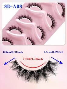 ENCHUW 5对狐狸眼假睫毛，猫眼假睫毛，透明睫毛杆，外扩睫毛头，超长蓬松，自然逼真仿貂毛睫毛 - 黑色 - 查看 2