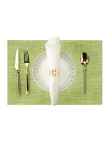 4pcs Interwoven Woven Vinyl Non-Slip Insulated Placemats Silver PVC Easy To Clean Premium Plastic Placemats, Heat Resistant Non-Slip Placemats For Dining Room Table, Kitchen Table Placemats - Multicolor - View 17