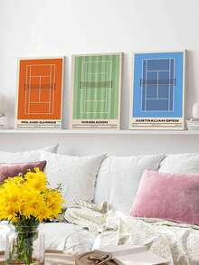 3pcs Tennis Tournament Canvas Art Set, High Quality Minimalist Wall Decor, Interior Wall Decor, Modern Wall Art, Tennis Decor, Wall Arts, Poster, Art Prints, Wall Arts, Posters, Paintings, For Living Room, Bedroom, Bathroom, Optional Frame - Multicolor - View 7