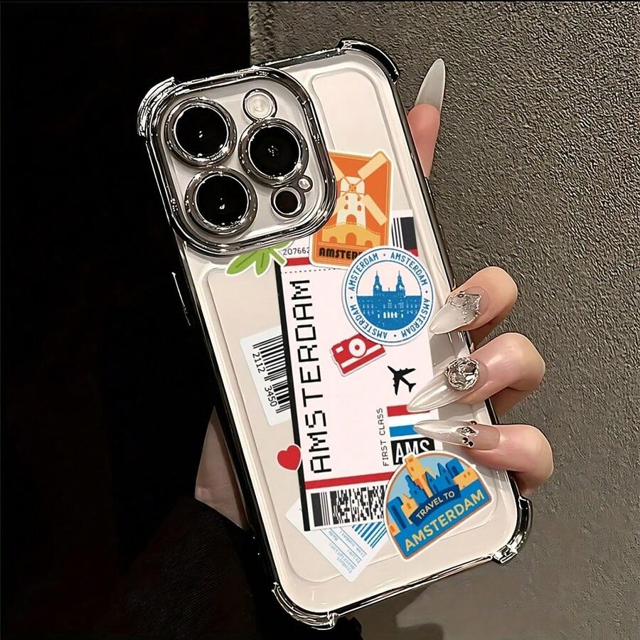 Funda de Teléfono de Viaje Nacional Nueva York Los Ángeles Moscú Compatible con 16 15 14 13 12 11 Pro X XR XS 8 Plus Funda Transparente Suave a Prueba de Golpes - Colores mixtos - Ver 1