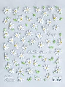 1 pieza Pegatinas de margarita de primavera frescas y sencillas, calcomanías románticas con brillo de crisantemo en relieve, regalos de vuelta a la escuela