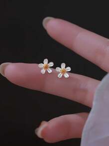 1 paire de boucles d'oreilles à fleurs douces de style quotidien, de plage, de marguerite pour femmes