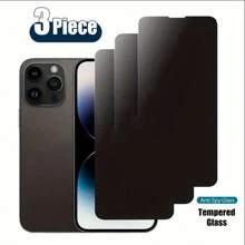 3PCS-Privacy Glass Screen Protector For IPhone, 9H Hardness, Anti Peeping, Anti Fingerprint, Scratch Resistant, Compatible With IPhone 16 Pro Max/16 Plus//16E/15 Pro Max/14/13 Pro Max/12/11/XSMAS Series