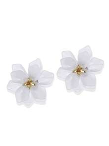 2 件时尚夸张亚克力花瓣夹式耳环花卉耳环女士，优雅休闲 - clip - 查看 13