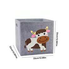 毛毡收纳篮家用收纳盒桌面收纳盒，可收纳零食、玩具、脏衣服、杂物，可爱卡通风格