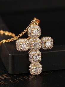 1 pieza Lujoso y exquisito collar de mujer de 10mm con diamantes de imitación brillantes, chapado en oro de 14K y resistente al agua, versátil