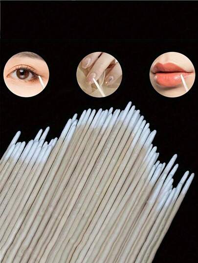 100/200/500支高精度超细一次性指甲清洁棒，小型尖头双头眉部卸妆工具，卸妆木棒，指甲护理产品，足部护理产品，足部修复产品，足部修复工具，旅行必备品，黑色斗篷，女士产品