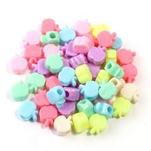 50个/包镀膜长管珠、雪花珠、苹果珠等各种款式珠子。可爱手链、手机链DIY工艺装饰塑料珠