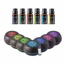 Humidificador y difusor de aromas con nebulización en frío de 550ml, con 6 aceites esenciales, tecnología de ondas sonoras, control remoto, USB, preprogramado - Blanco - Ver 2