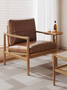 Nordic Solid Wood Sofa Chair, Compact Balcony Minimalist Recliner, Household Single Armchair, Designer Leisure Chair