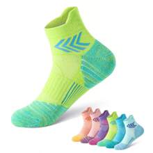 1 par de calcetines tobillos para correr para mujeres y hombres, calcetines cortos acolchados de algodón para entrenamiento, calcetines con malla y fondo acolchado UNISEX
