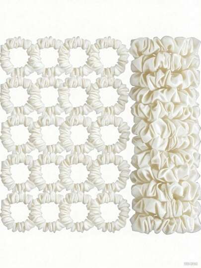 20pcs Solid Color Versatile Satin Scrunchies, Suitable For Women 14+, Gentle On Hair, Worth Owning Hair Accessories, Hair Ties, Scrunchy Hair Ties, Casual ,Head Piece