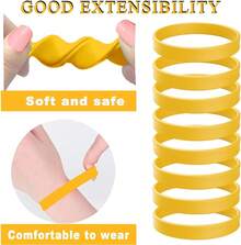 Rubber Bracelets Solid Color Silicone Wristbands Blank Stretch Silicone Wristbands Colorful Rubber Bracelets Women Men Gifts - 黃色 - 查看 9