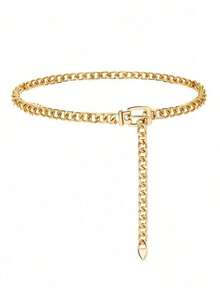 1pc Gold Metal Chain Belt, Fashion Women Waist Chain Jewelry Accessory For Parties - 銀色 - 查看 3