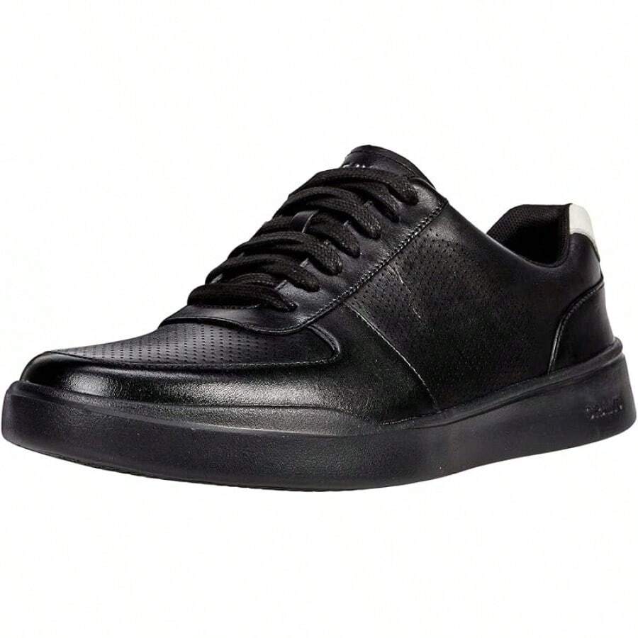 Men's Modern Perforated Sneakers, Footwear - Caviar/Pristine - View 1