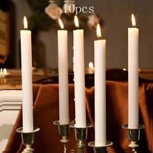 10pcs White/Red Straight Pillar Candles, Large Size: 8.26 Inches Long X 0.7 Inches Wide, Suitable For Prayer, Birthday, Display, Confession, Gifts For Boyfriend/Girlfriend, Meditation, Altar, Spells, Weddings, Dining Tables, Seasonal Events, Bedroom, Dining Room Decor, Outdoor Camping Lighting, Valentine's Day, Mother's Day, Father's Day, Christmas, Halloween, Thanksgiving, Burn Time Up To 4.5 Hours