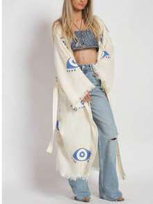 Cotton Gauze Print Kimono - 自然的 - 查看 3