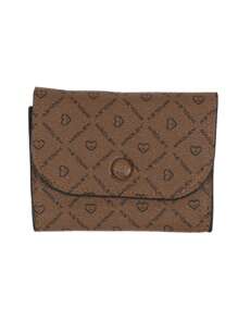 1PC Classic Heart Pattern Women's Short Clutch Wallet, Coin Purse, Zipper Pockets, Button Closure, PU Leather Retro Credit Card Case Bag For Daily Use, Travel, Women's Fashion Accessories
