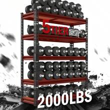 KNERS [3/5 Tier Metal Rack] Heavy Duty 3/5 Tier Metal Storage Rack | 500/2000 Lb Adjustable Shelving Unit With Easy 10-Min Assembly | Floor-Standing Design For Kitchen, Garage, Basement (29.5"X15.7"X15.7", 60"X28"X12", 72"X35.5"X15.8", 72"X45.3"X19.7") - màu đen - Xem 8